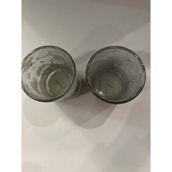 Beautiful pair Partylite Candle Holders Morning Tide Frosted Birds Sunset Beach - Picture 5 of 8